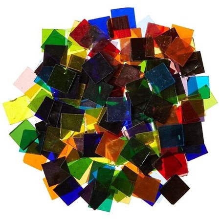 INKINJECTION Cathedral Stained Glass Square Mosaic Tile; 0.75 x 0.75 x 0.125 in.; Assorted Color; 4 lbs - Pack of 450 IN522096